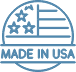 Flag icon that says. 'made in the USA' 