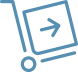 Icon of a cart wheeling a box with an arrow on it 